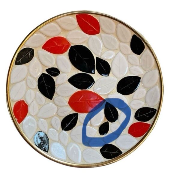 Vintage MCM Mosaic Tile Plate w copper back. - Picture 10 of 10